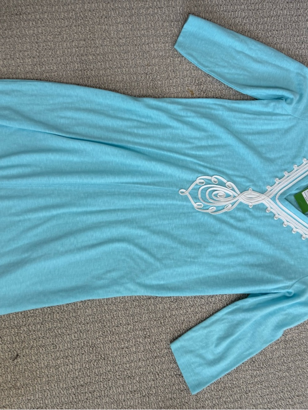 Lilly Pulitzer Turquoise V-Neck Tunic with White Trim